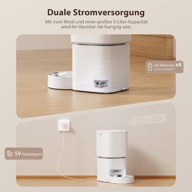 Автомат для годування котів та собак, 5л, розумний, білий. Програмоване годування 1-10 разів на день.