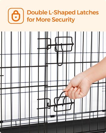 Клітка для собак Feandrea, розкладний варіант, з 2 дверцятами, висувна миска, 122 x 74,5 x 80,5 см, XXL, чорна