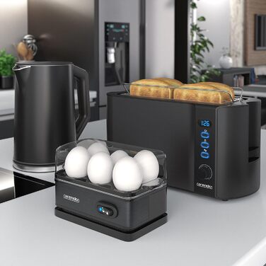 Набір Arendo: Електричний чайник 1.5л Cool Grey + Тостер на 4 тости + Електричний яйцеварник. Нержавіюча сталь