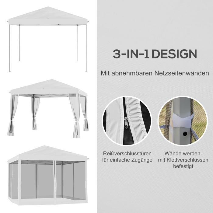 Outsunny Gazebo, approx. 3x3m, Water-Resistant, Stable, Winter-Proof Pop-Up Folding Gazebo with UV Protection, Foldable Party Tent, Garden Tent with 4 Side Panels, Bag Garden Gazebo for Camping Garden, Cream White | Aosom