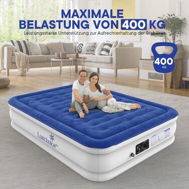 Самонадувне надувне ліжко Luxchoice Deluxe з вбудованим насосом, швидке накачування за 3 хвилини, для дому, кемпінгу, подорожей, гостьове, подвійне