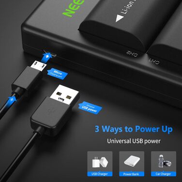 Запасний акумулятор Neewer LP-E6/LP-E6N для Canon (2 шт., 2000mAh) з зарядним пристроєм, сумісний з EOS 7D Mark II, 5D Mark IV та ін.