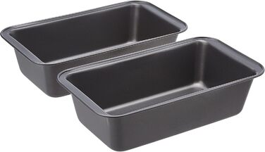 Amazon Basics - 22.8 cm Cake Pans, Non-Stick, Carbon Steel, 2-Pack & Amazon Basics - Non-Stick Baking Pan, Carbon Steel, 23.5 x 12.7 cm, 2-Pack