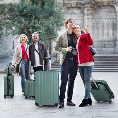 Набір валіз LALAHO 3/4/5 шт. з косметичними сумками, набір валіз з ABS пластику, турецький блакитний колір