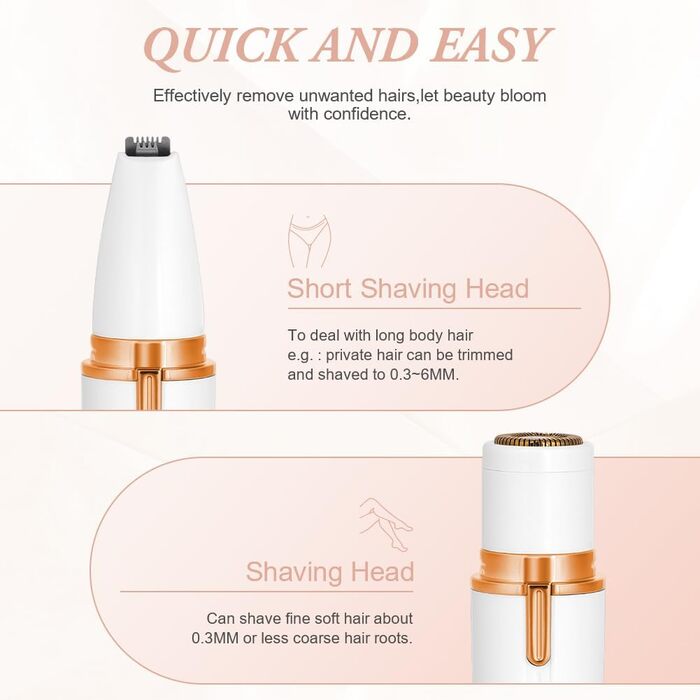 Електричний жіночий тример 4-в-1 для тіла, інтимної зони та обличчя, перезаряджається