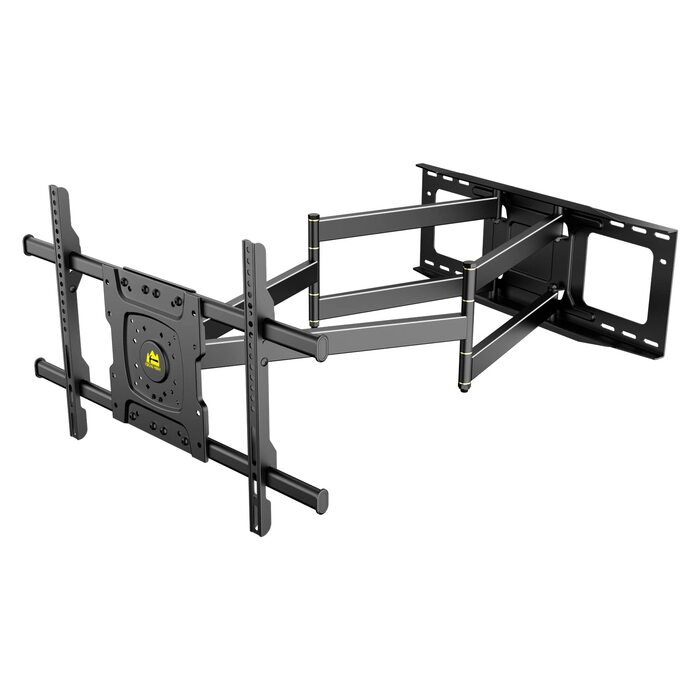 Настінне кріплення для телевізора HY-Bracket поворотне, для LED, OLED, 4K, 37-80 дюймів, чорне, з подовженим кронштейном (для дерев'яних стін)