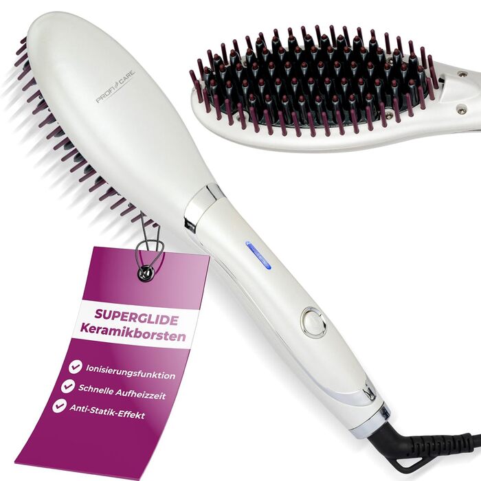 Плойка-щітка ProfiCare® PC-GB 3021 з керамічним покриттям | Випрямляч для волосся | Швидкий нагрів | LED-індикатор | Термостійкий кабель