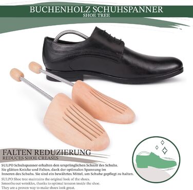 SULPO Shoe Stretcher Wood - Wood Shoe Stretcher Shoes Widening - Crease Protection for Shoes - Shoe Widener - Various Sizes - Shoe Stretcher for Women and Men