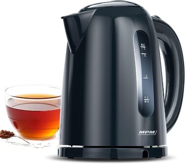 Електричний чайник MPM MCZ-85/G1, 1.7 л, без BPA, бездротовий, 360° обертання, антинакипний фільтр, автоматичне вимкнення, чорний, 2200W, графіт
