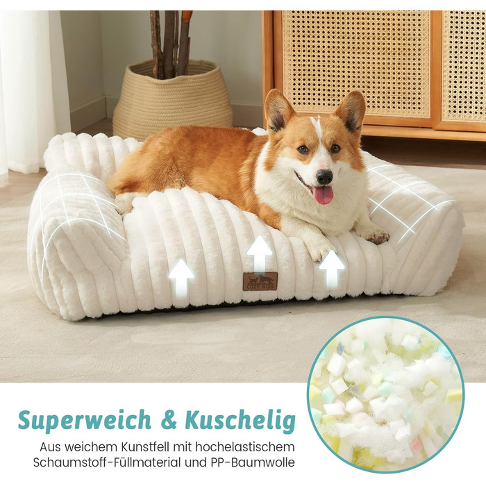 Килимок для котів XL, кремовий, 80x60x33 см - м'яке ліжко-софа для котів та собак