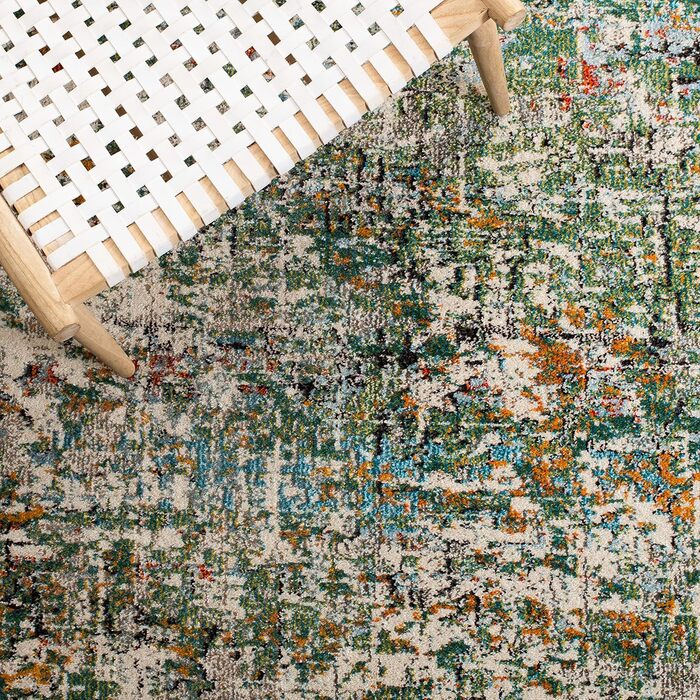 Килим SAFAVIEH Madison для вітальні, їдальні, спальні - сучасний дизайн, короткий ворс, сірий та бірюзовий, 160 x 229 см