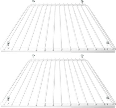 SPARES2GO Universal Adjustable Extendable Refrigerator Shelf Freezer Shelves (Pack of 2, White Plastic Coated)