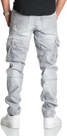 Чоловічі джинси Cargo Regular Slim Destroyed R7977 (40W/34L, Сірі) - Класичні вузькі джинси карго