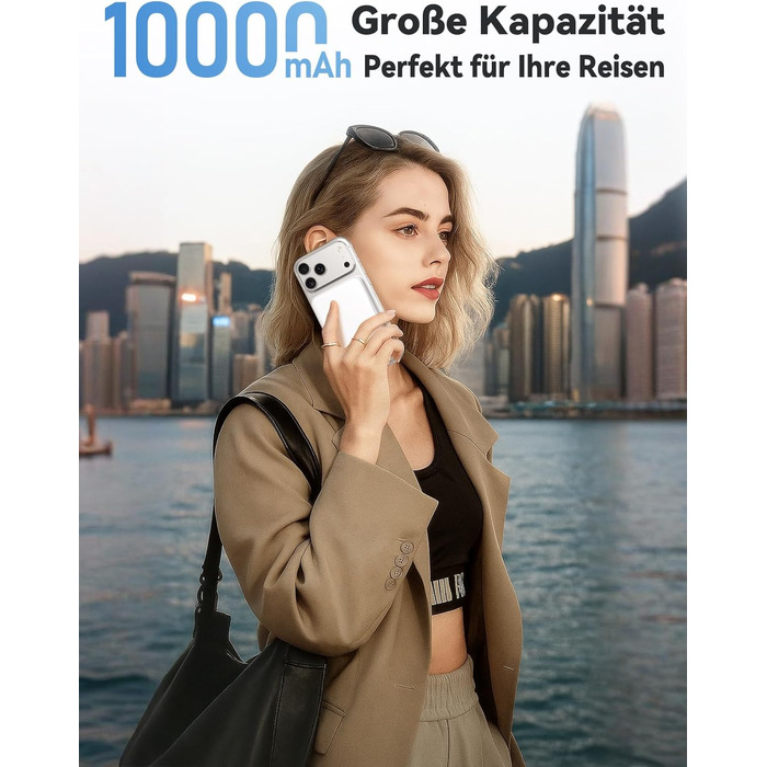 Power Bank MagSafe 10000mAh Білий: Бездротовий магнітний зарядний пристрій для iPhone 15/14/13/12 Pro Max з USB-C, 20W PD швидка зарядка