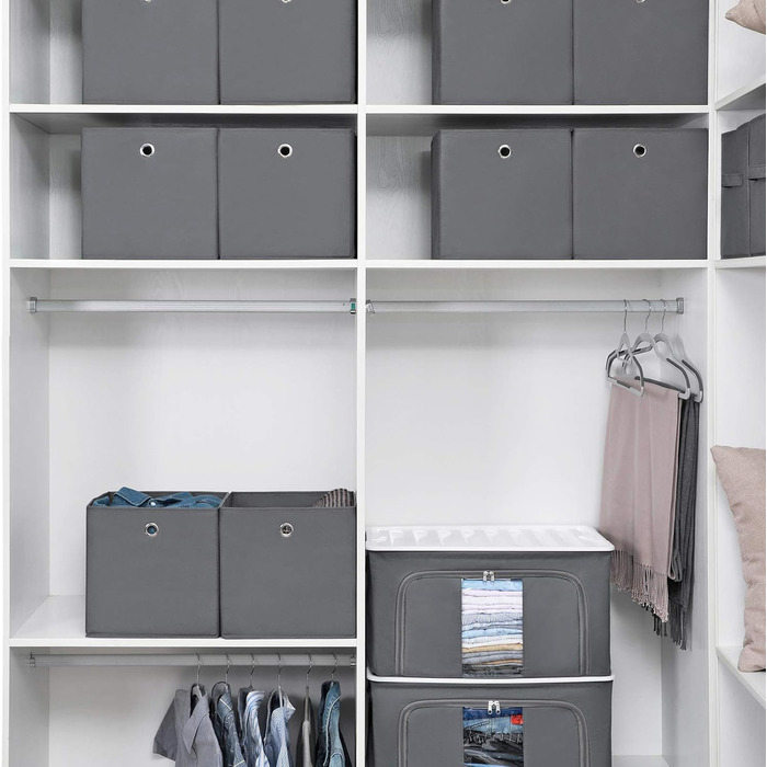 SONGMICS Storage Box, 6 Pack, Folding Box, Foldable Organizer, with Finger Hole, 30 x 30 x 30 cm, RFB02H-3 (Gray)