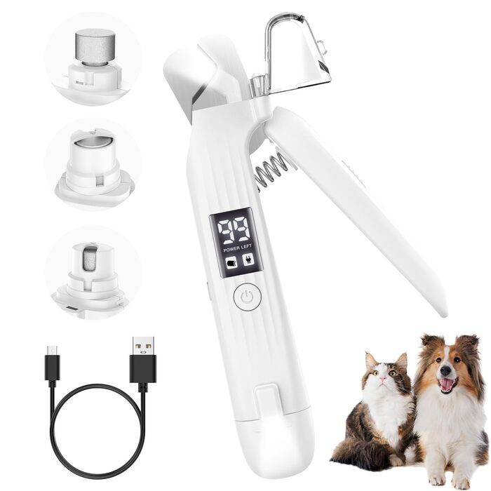 Електричний триммер для догляду за кігтями Simpeak 2-в-1 для собак та котів з LED-підсвічуванням, перезаряджуваний