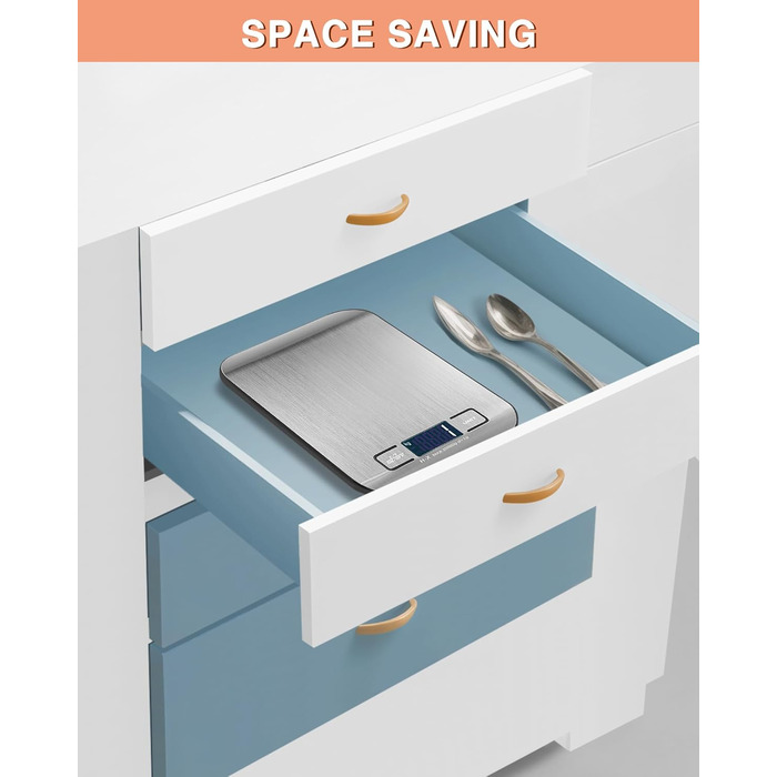 Цифрова кухонна вага 10 кг з LCD дисплеєм та функцією тарування, для випічки, приготування їжі та зважування ювелірних виробів, 1г, срібна, K1H