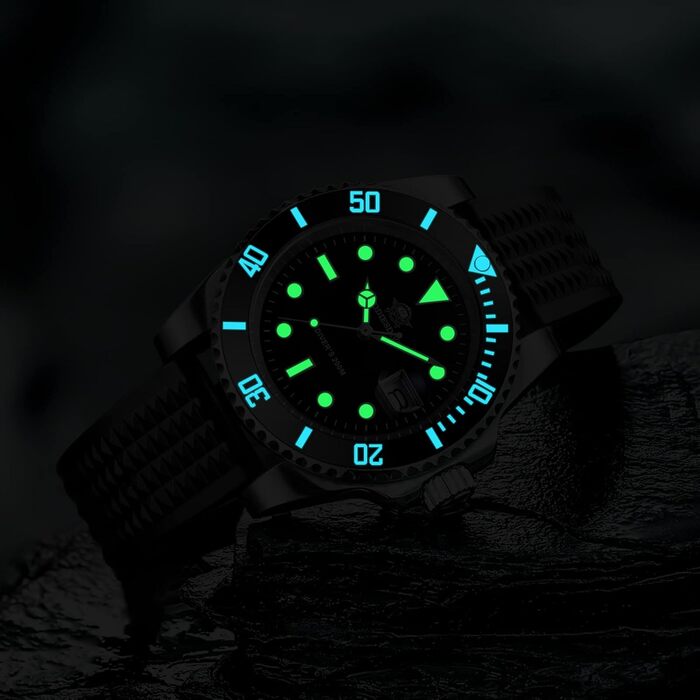 Годинник чоловічий ADDIESDIVE з кварцовим механізмом, аналоговий, водонепроникний 20bar, з нержавіючої сталі, великий, з підсвічуванням, чорний/білий
