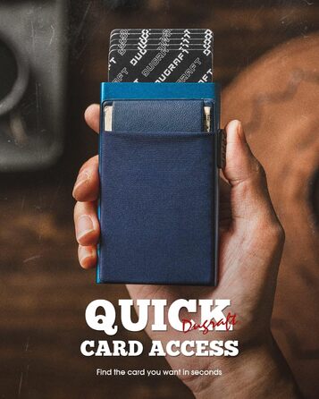 Картхолдер DUGRAFT з монетником та відділенням для готівки, алюмінієвий, RFID-захист, для 5-7 карт (Синій)