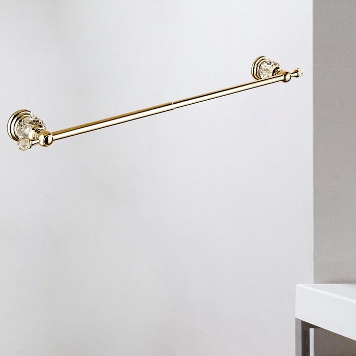 Golden Bathroom Toothbrush Holder, Gold Crystals, Bathroom Hardware (Towel Bar, Bright Gold)
