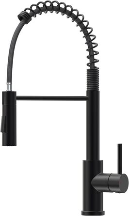 Кран кухонний CECIPA з висувною лійкою, високий поворотний вилив, 360° оберт, нержавіюча сталь, чорний