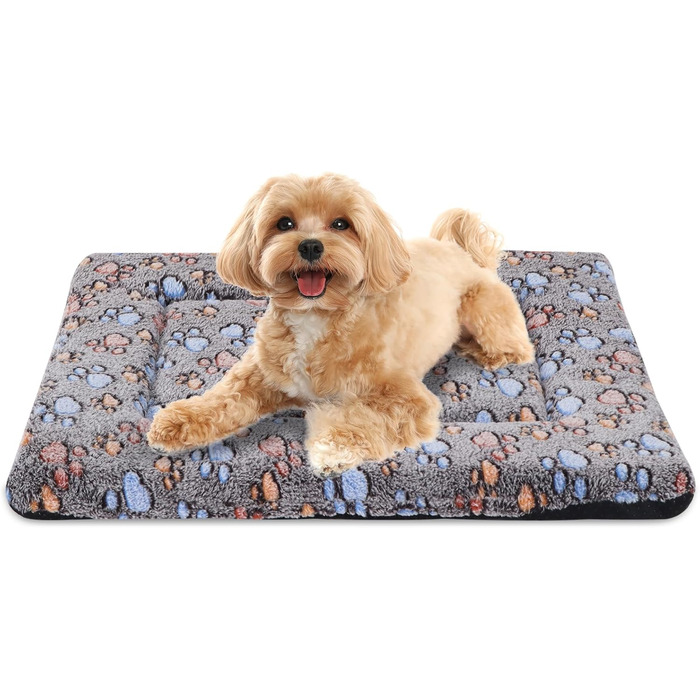 Ортопедичний лежак для собак BVAGSS, миючий килимок, плюшеве ліжко для собак. М'який та теплий лежак для собак маленьких, середніх та великих порід, неслизьке дно. Розмір 60x45 см, колір Кофе Paw. Модель XH083