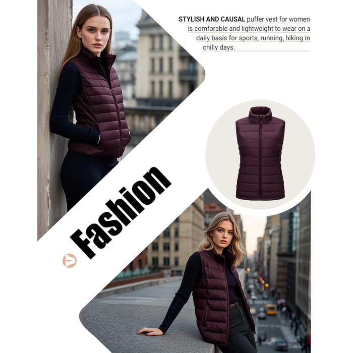 Стьобана жилетка Outdoor Ventures для жінок, тепла, з капюшоном, для походів, кемпінгу, велосипеда, фіолетовий, розмір M