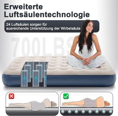 Надувне ліжко для двох осіб з електричним насосом, самонадувна, 198x152x25 см, блакитний колір