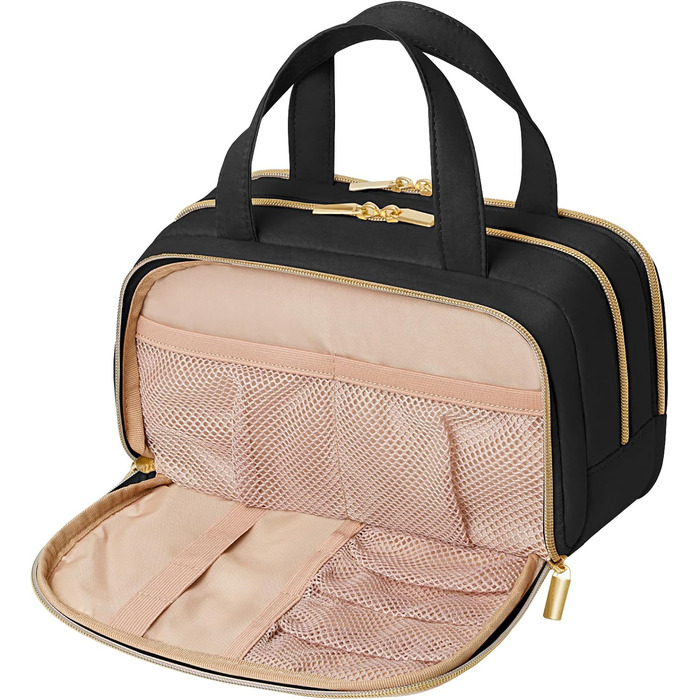 Жіноча дорожня косметичка Lifewit 5L, водовідштовхувальна косметичка з відділенням для мокрого одягу, органайзер для макіяжу, аксесуарів, шампуню та туалетних речей, чорна, M