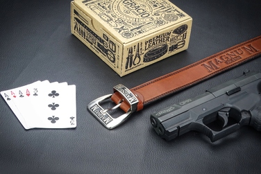 Чоловічий шкіряний ремінь GRACIO, коричневий, натуральна шкіра, 125 см