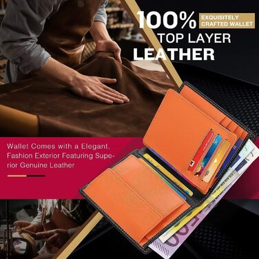 Чоловічий гаманець TEEHON з натуральної шкіри, RFID-захистом, 13 відділень для карток та великою секцією для монет | Місткий портмоне у вертикальному форматі