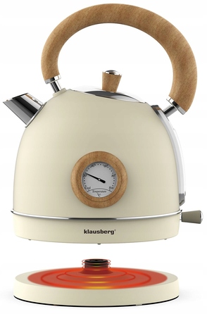 Електричний чайник Klausberg KB-7906 RETRO з термометром, 1.8 л, бежевий, 2200 Вт