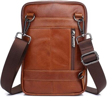 Шкіряна сумка-месенджер через плече Crossbody для чоловіків та жінок, коричнева