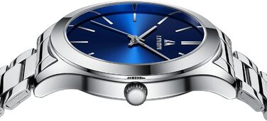 Годинник чоловічий LENQIN, водонепроникний, з нержавіючої сталі, кварцовий, аналоговий, з сапфіровим склом (Argent Bleu)