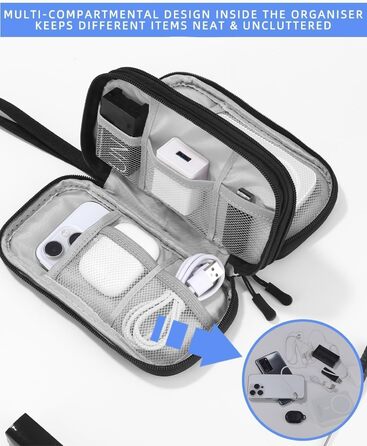 Органайзер для кабелів SOBEAU: чорний дорожній аксесуар для зарядних пристроїв, кабелів та гаджетів