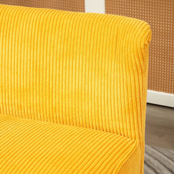 HOMCOM 2-Seater Sofa Upholstered Sofa Double Sofa Two-Seater Sofa Cord-like Polyester Foam for Living Room, Bedroom 117 x 56.5 x 77 cm Yellow | Aosom