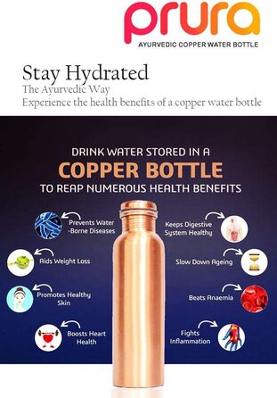 Copper water bottle with diamond cut design, leak-proof, Ayurvedic drinking vessel, copper flask for sports, gym, outdoor activities, yoga