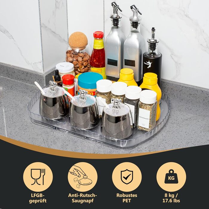 Frostswing – Refrigerator Organizer for Maximum Visibility, Multifunctional Rotating Tray, Practical Kitchen Organizer, Rotating Tray Organizer, Perfect Kitchen Storage & Organization
