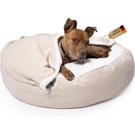 Lous® Fluffy Dog Bed, Dog Cave, Washable, Large Dogs, Small Dogs and Cats, Cat Bed, Removable Cover (L x B Variant (approx. 72cm), Beige)