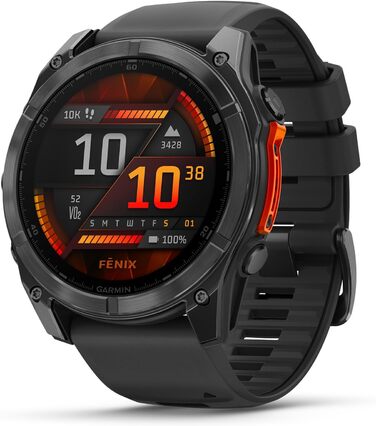 Розумний годинник Garmin fēnix 8 (51 мм) – чорний/сірий, AMOLED, 80+ спортивних функцій, GPS, EKG, TOPO-карти, до 10 днів роботи від акумулятора