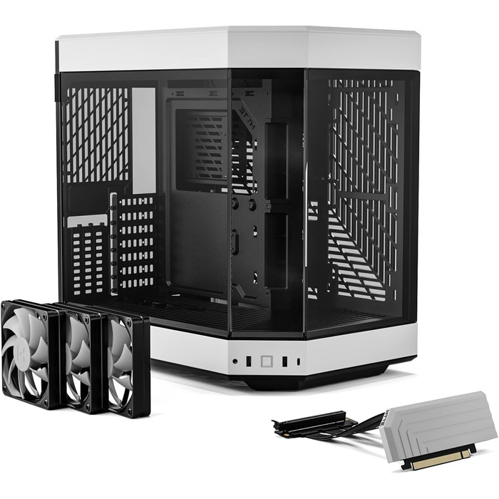 Корпус для ПК Hyte Y60 White - Mid-Tower з подвійною камерою та склом, ATX, з PCIE 4.0 Riser-кабелем
