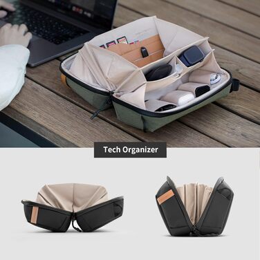 PGYTECH Pouch Tech Electronic Organizer Bag, Waterproof Cable Bag, Multifunctional Travel Bag for Action Cameras such as Insta360 X4, Cables, Charger, Battery, Power Bank, SD Card Accessories, Black