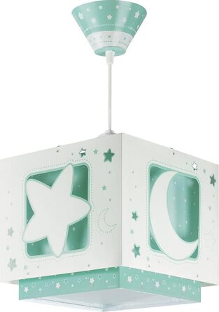 Children's Lamp Pendant Light Hanging Lamp Fluorescent Moon and Stars MoonLight green, 24 x 24 x 21 cm