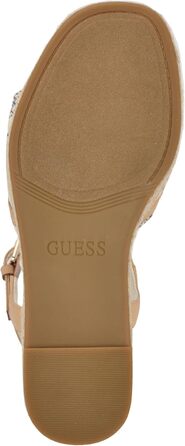 Босоніжки жіночі GUESS Taani на танкетці, біло-бежеві з логотипом, 36.5 EU