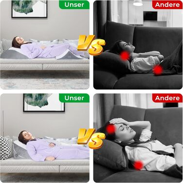 Регульоване клиновий подушник, ергономічний подушник з валиком для шиї з високощільним пінополіуретаном для ліжка та дивана. Підходить для лікування рефлюксу, апное уві сні, для читання, ігор та перегляду телевізора