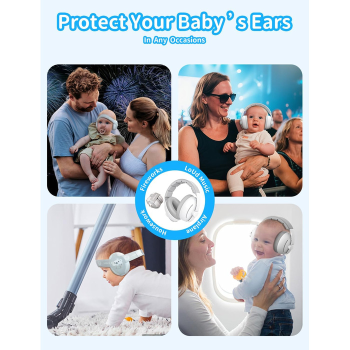 Навушники для дітей, захист вух, 2-в-1, шумопоглинання, сірий колір