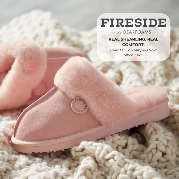 Домашні тапочки 'Fireside Sydney' з овечої вовни для дому та вулиці, широка форма (36 EU, персиковий пил)