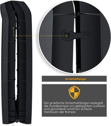 Рампа для собак KESSER® складана, для автомобіля, до 90 кг, 156x40 см, чорна