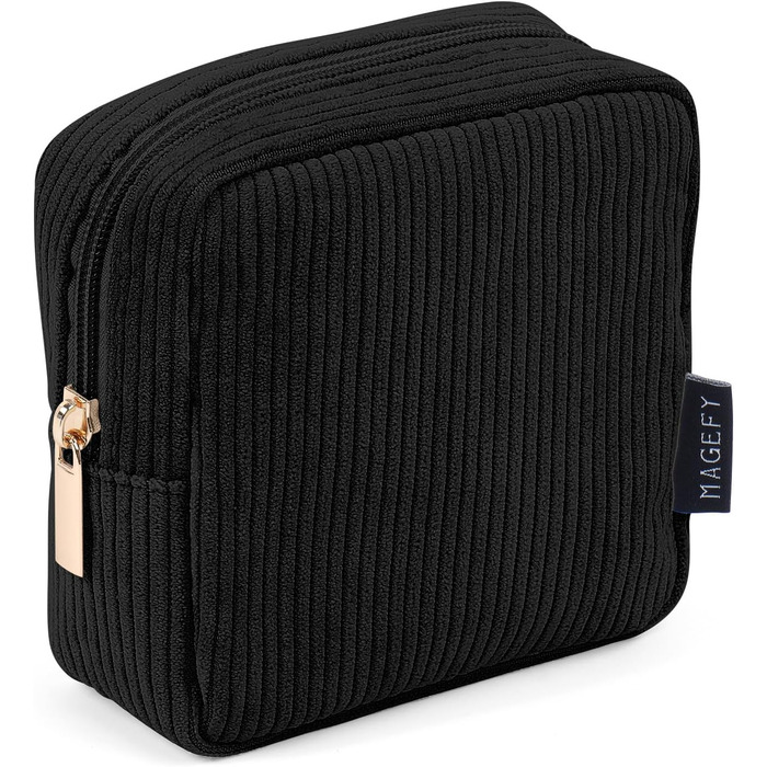 Косметичка MAGEFY: 2 шт. (бежева + чорна), з відділеннями, для подорожей, з корду, для жінок
