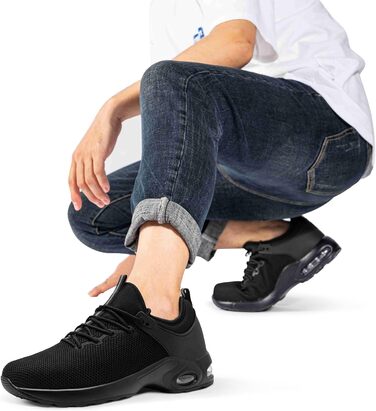 Чоловічі робочі черевики LARNMERN: водонепроникні, зручні, з металевим підноском, slip-on, чорні, 44 EU